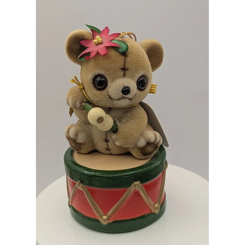 Josef Fuzzy Wazzy Bears Raccoon Christmas Ornaments Drum Doll Horse Lot Of 6‎